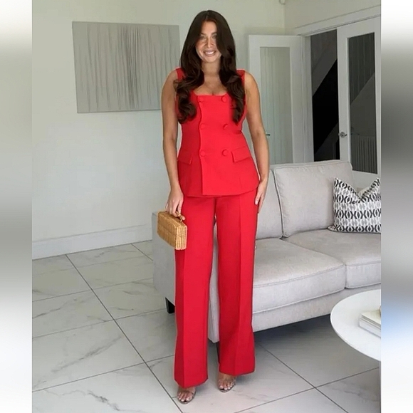 Zara 2 PC Set  Vest & Pants Red size XS and S - Picture 9 of 16